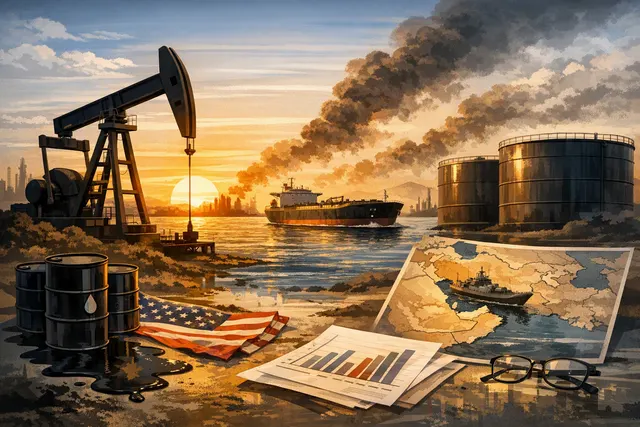 Oil tanker moving through a tense Strait of Hormuz as crude prices remain elevated