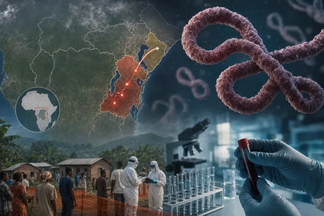 Illustration representing the Bundibugyo Ebola outbreak and the global race to develop new vaccines