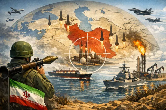 Illustrative editorial image of Iran’s warning to Gulf neighbors over US economic pressure and Strait of Hormuz oil routes
