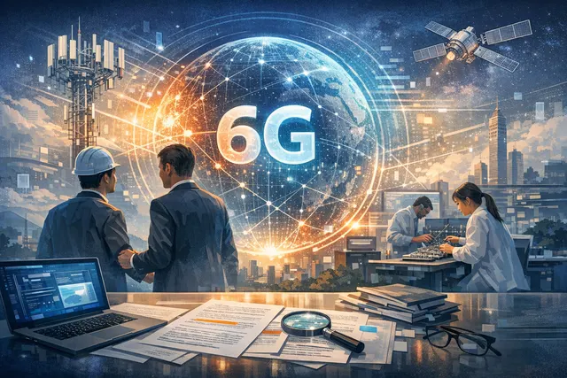 Conceptual illustration of a 6G base station with AI and connectivity network elements, representing Viettel and Qualcomm's 6G partnership