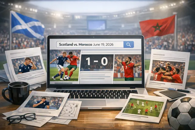 Ismael Saibari celebrates scoring the fastest goal of the 2026 World Cup for Morocco against Scotland at Boston Stadium
