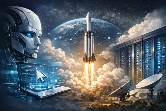 SpaceX Cursor acquisition and AI infrastructure strategy illustration for catching up in the AI race