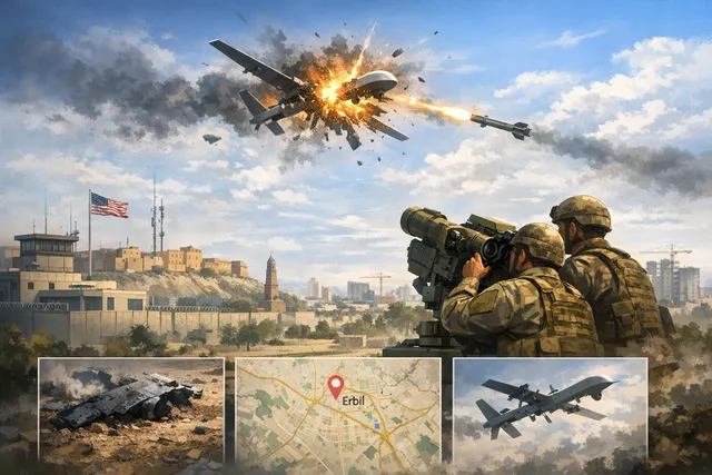 Aerial interceptions over Erbil, Iraq near the U.S. consulate