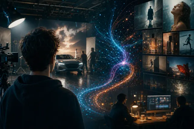 AI-generated editorial illustration accompanying an article about Higgsfield’s AI video revenue run rate