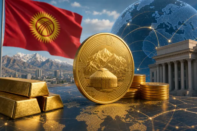 Illustration representing USDKG, Kyrgyzstan’s gold‑backed stablecoin pegged to the U.S. dollar