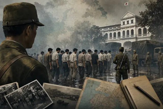 Illustrative editorial image accompanying an article about the Sook Ching massacre.