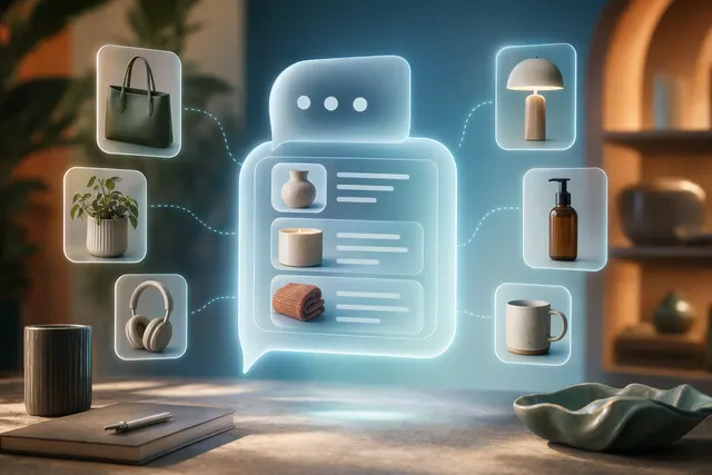 Illustration showing brands integrating apps into ChatGPT for shopping and service discovery