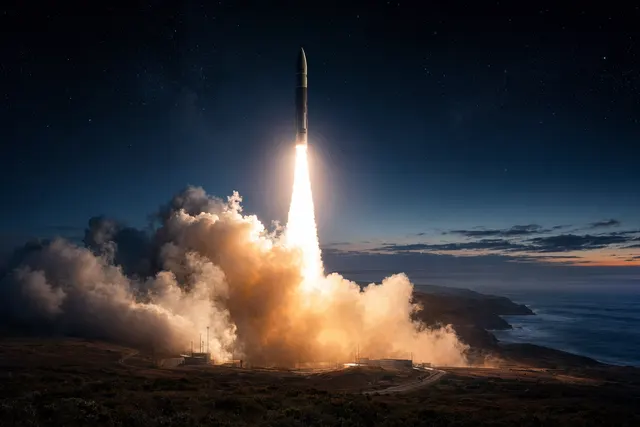 Illustration of a Minuteman III intercontinental ballistic missile launch during a U.S. Air Force test
