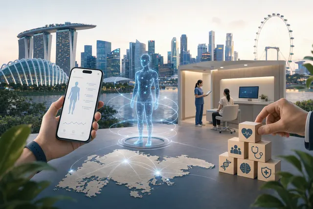 AI-generated editorial illustration for Genie Health’s consumer app and clinic health platform
