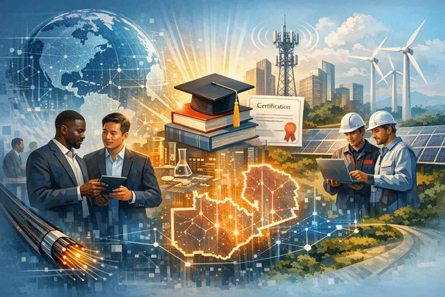 Illustration of digital skills training and certification supporting Zambia’s ICT workforce
