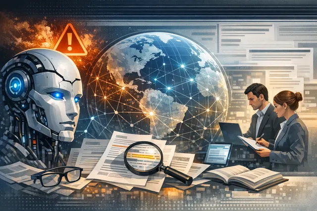 Abstract digital image of a fragmented shield or lock being breached by lines of code and mathematical formulas, representing the failure of static AI guardrails