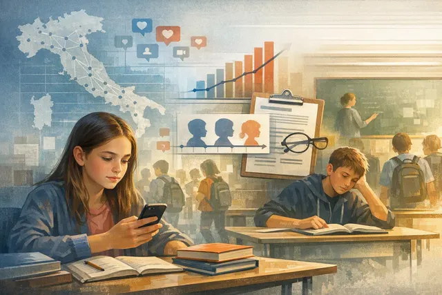A teenage girl looking at a smartphone screen with a concerned expression, representing the impact of early social media use on academic performance