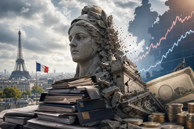 Illustrative editorial image representing French government debt and borrowing costs