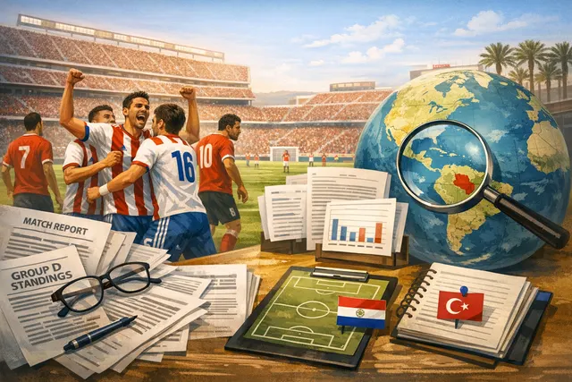 Matías Galarza of Paraguay shoots to score against Turkey in a 2026 World Cup Group D match at Levi's Stadium in Santa Clara, California.
