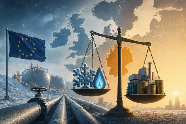Illustration of European gas storage facilities amid the Italy-Germany dispute over winter supply