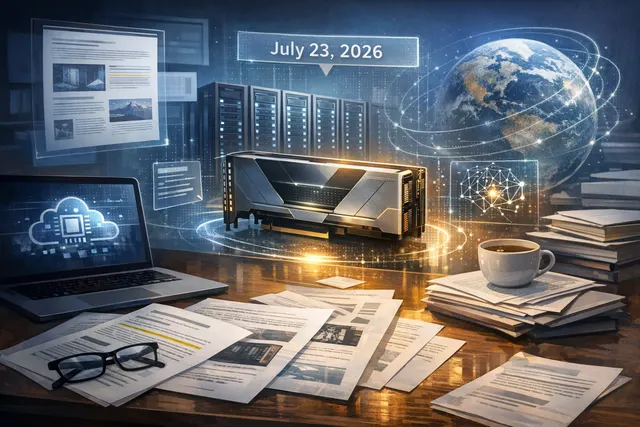 Conceptual illustration of an AMD Helios rackscale system with 72 GPUs and HBM4 memory