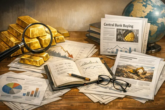 Gold bullion bars stacked with a gold price chart showing a pullback and recovery pattern, representing Abrdn strategist Robert Minter's thesis that the drop to $4,000 is a buying