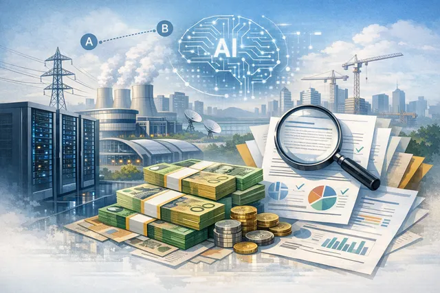 AI-generated illustration of a massive hyperscale data center under construction, symbolizing the multi-billion dollar debt wave financing AI infrastructure.