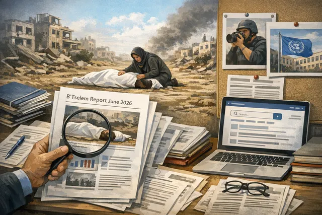 An AI-generated editorial illustration of the B'Tselem report on child killings in the West Bank