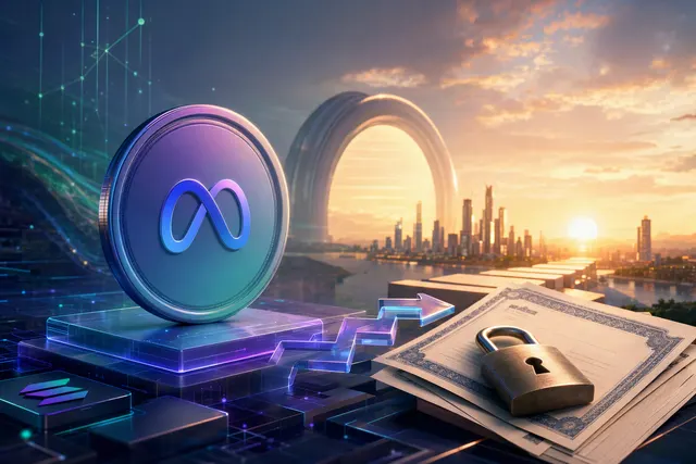 Illustrative artwork for Backpack Securities’ tokenized Meta share, META, launching on Solana through Sunrise