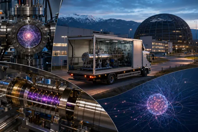 Editorial illustration of CERN’s portable BASE-STEP antiproton transport experiment