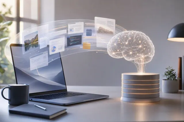 AI-generated editorial illustration accompanying an article about ChatGPT Computer History on Mac