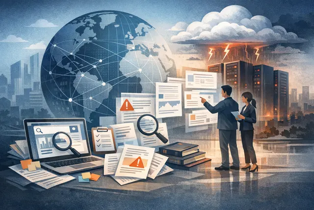 Digital illustration of a broken cloud server connection representing the July 2026 AWS CloudFront partial outage