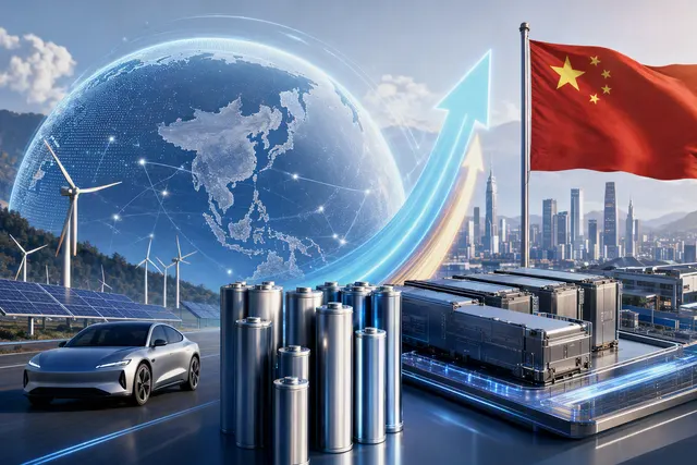 Illustration of lithium-ion battery cells and an electric vehicle battery supply chain