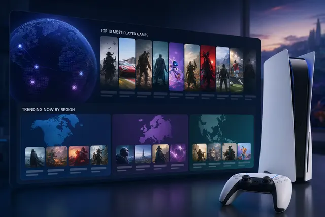 PlayStation 5 Community Activity widget concept showing most played games leaderboard