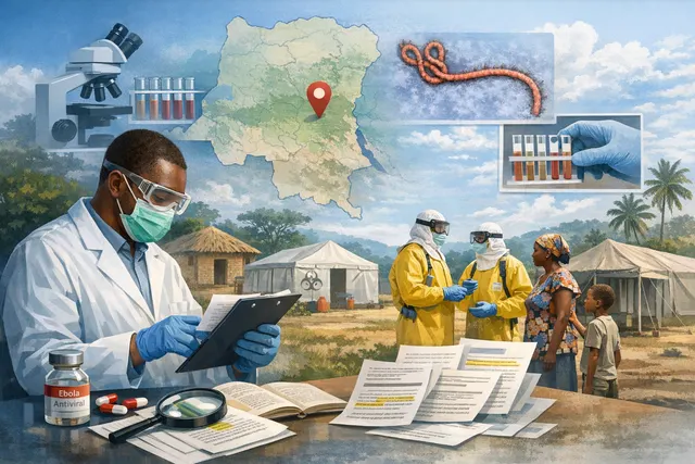 A conceptual image of a clinical trial in a medical setting in the DRC