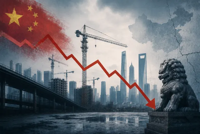 Illustration of China’s fiscal spending slowdown and economic pressures in 2026