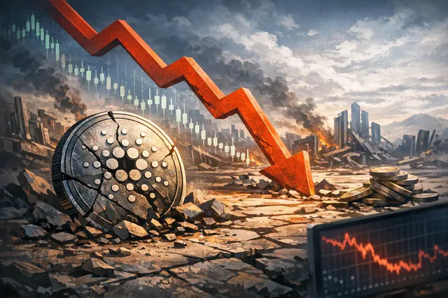 Cardano ADA crash analysis showing governance failure, TapTools shutdown, and price chart decline to $0.16