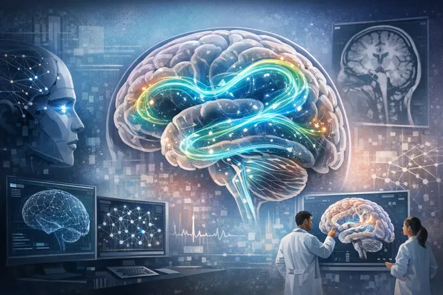 Abstract visualization of the brain's glymphatic waste-clearing flow mapped by physics-informed AI