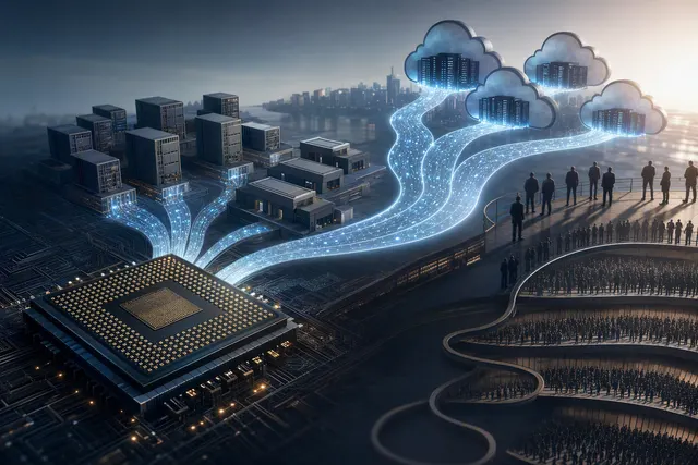 Illustration of AI data-center infrastructure and Nvidia customer concentration