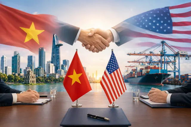 Illustration representing Vietnam–United States trade negotiations and economic cooperation