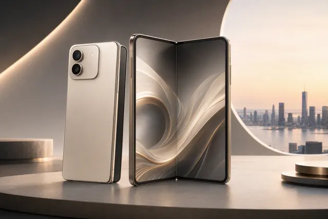 Editorial illustration of Apple’s iPhone Duo foldable smartphone