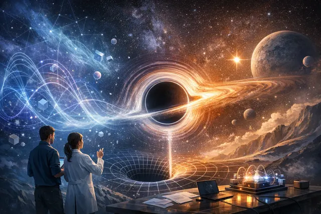 Abstract visualization of quantum magic connecting quantum information to curved spacetime geometry