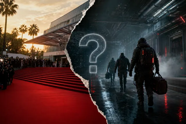 Illustration representing the AI‑generated film Hell Grind and the Cannes festival controversy