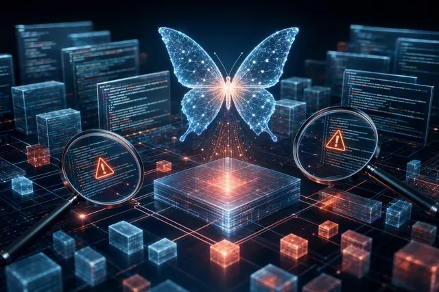 Illustration of an AI system analyzing code and identifying cybersecurity vulnerabilities