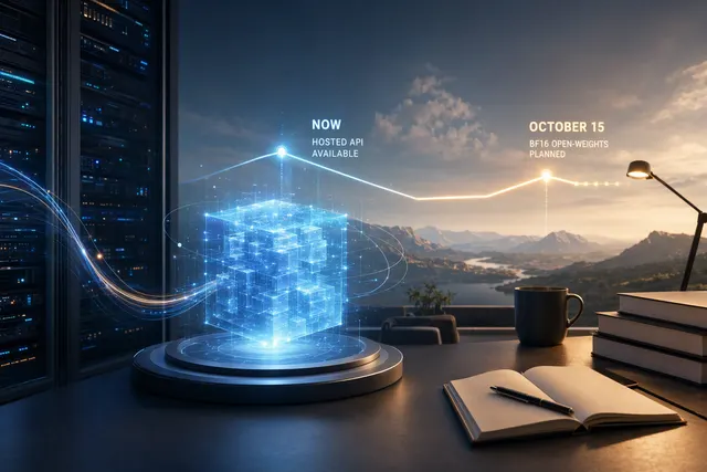 Editorial illustration representing a large AI model and agent workflows