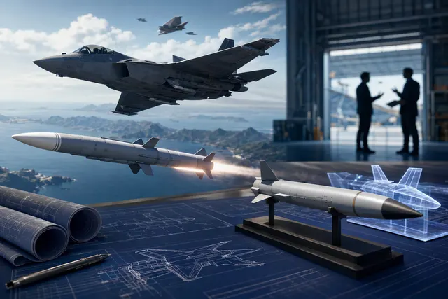 AI-generated illustration accompanying coverage of the KF-21 long-range missile cooperation agreement