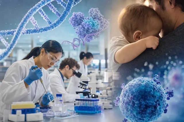 AI-generated illustration accompanying an article about personalized CRISPR treatment for CPS1 deficiency