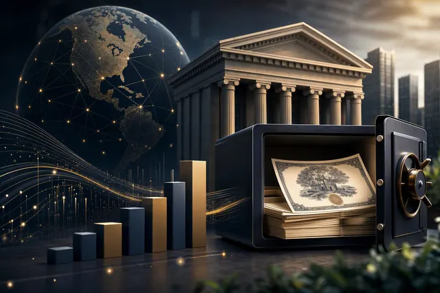 Editorial illustration representing Binance ETF Wealth Management and bond ETF investing