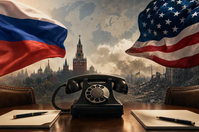 Illustrative editorial image accompanying coverage of the Putin–Trump phone call and Russian diesel agreement
