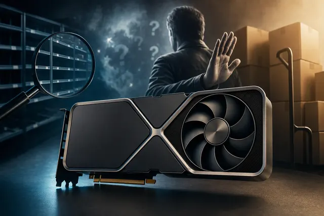 Editorial illustration accompanying coverage of RTX 5090 supply and discontinuation rumors