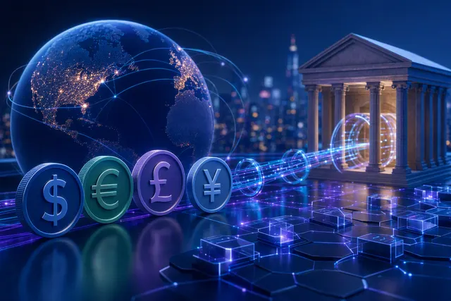 Illustration accompanying an explainer on institutional stablecoin foreign-exchange settlement on Arc