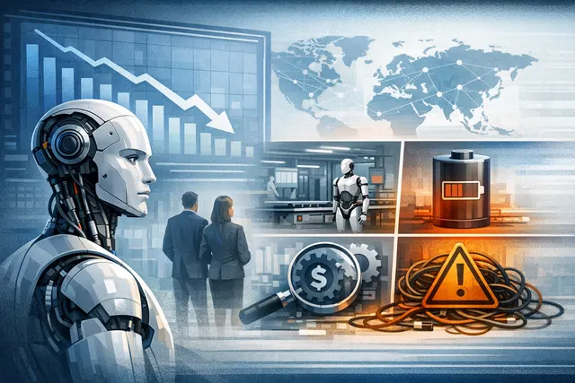 Humanoid robot prototype standing in a research lab, illustrating the gap between current pilot-phase technology and the dream of general-purpose household robots described in the