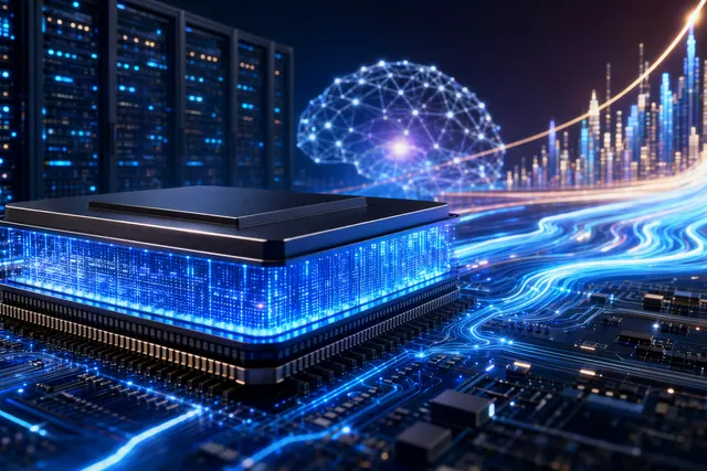 Illustration representing the AI chip and memory boom driven by high‑bandwidth memory demand