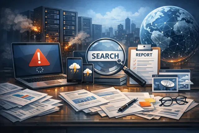 Illustration representing a Microsoft service outage affecting Teams, Outlook, SharePoint, and Xbox across North America on July 23, 2026