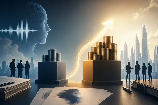 Illustrative AI-generated image for an article about ElevenLabs’ $22 billion valuation and employee share tender